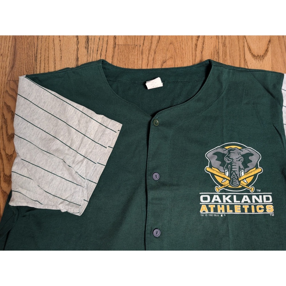 Vintage 90s Oakland Athletics Button Up Jersey XL Competitor Elephant Logo USA